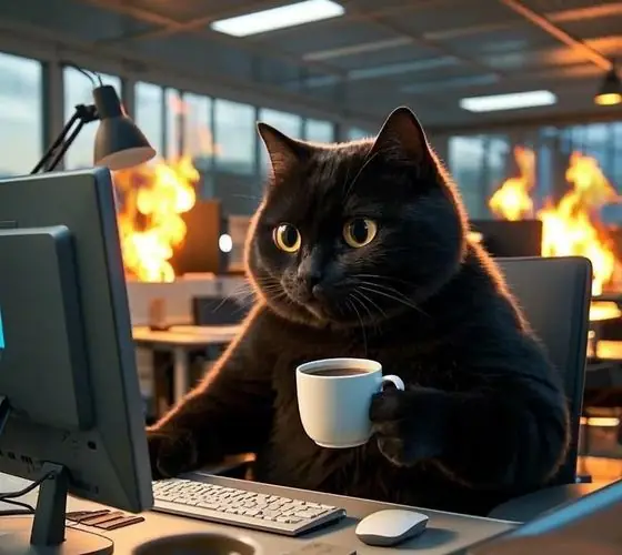 Office on Fire AI video style example generated from one photo