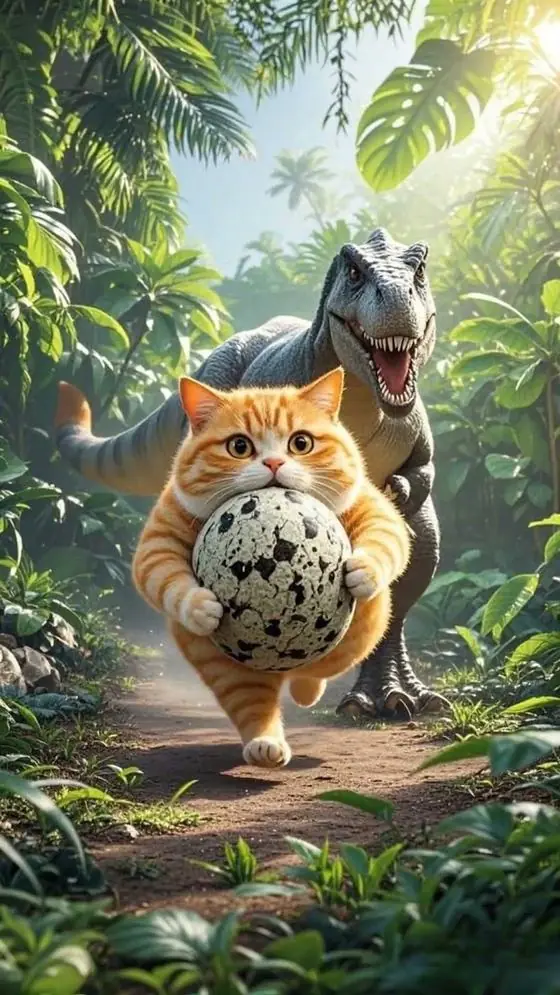 Dino Chase AI video style example generated from one photo