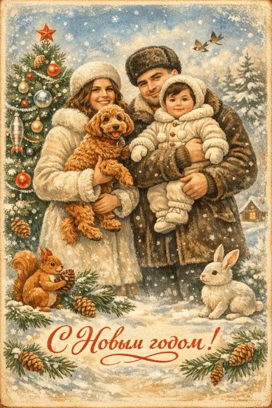 Retro Postcard AI photo style example generated from one photo